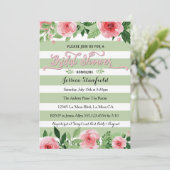 Roze en Mint Groene Bruids Douche uitnodiging (Staand voorkant)