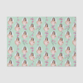Roze en Mint Groene Cherry Blossom Custom Foto's Tissuepapier (Voorkant)