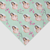 Roze en Mint Groene Cherry Blossom Custom Foto's Tissuepapier (Detail)