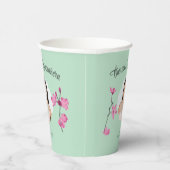Roze en Mint Groene Cherry Blossom Custom Photo Papieren Bekers (Rechts)