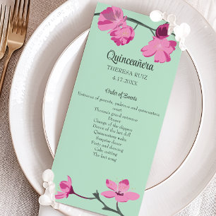 Roze en Mint Groene Cherry Blossom Quinceanera