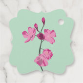 Roze en Mint Groene Cherry Blossom Quinceanera Bedankjes Labels (Achterkant)