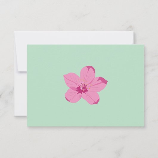 Roze en Mint Groene Cherry Blossom Quinceanera RSVP Kaartje (Achterkant)