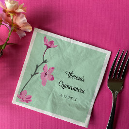 Roze en Mint Groene Cherry Blossom Quinceanera Servet