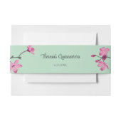 Roze en Mint Groene Cherry Blossom Quinceanera Uitnodigingen Wikkel (Voorkant Voorbeeld)