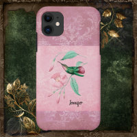 Roze en Mint Hummingbird Damask