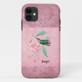  Roze en Mint Hummingbird Damask Case-Mate iPhone Case (Achterkant)
