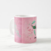  Roze en Mint Hummingbird Damask Kijk uit Koffiemok (Voorkant links)
