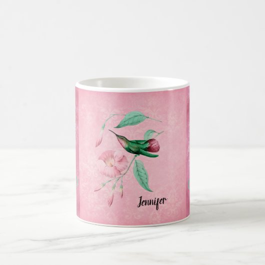  Roze en Mint Hummingbird Damask Kijk uit Koffiemok (Center)