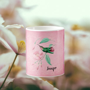 Roze en Mint Hummingbird Damask Kijk uit Koffiemok