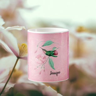  Roze en Mint Hummingbird Damask Kijk uit Koffiemok