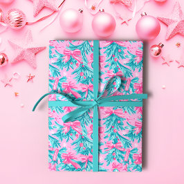 Roze en Mint Kerstaankopen en Ornamenten Cadeaupapier