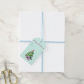  Roze en Mint Kerstboom Gift Label Cadeaulabel (Met Touw)