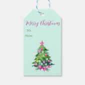 Roze en Mint Kerstboom Gift Label Cadeaulabel (Voorkant)