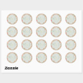Roze en Mint Lentetulpen Initiaal Ronde Sticker (Vel)
