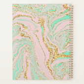 Roze en Mint Marble Gold Glitter Gepersonaliseerd Planner (Achterkant)