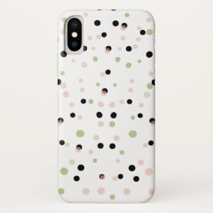 Roze en Mint Moderne Confetti Stippen Patroon iPhone X Hoesje