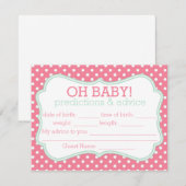 Roze en Mint Polka Dot Predications & Advice Kaart (Voorkant / Achterkant)