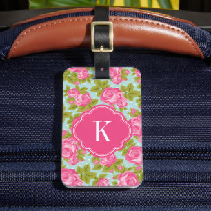 Roze en Mint  Rozen Monogram Bagagelabel