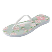 Roze en Mint  Rozen Monogrammed Teenslippers (Schuin)