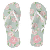 Roze en Mint  Rozen Monogrammed Teenslippers (Voetbed)