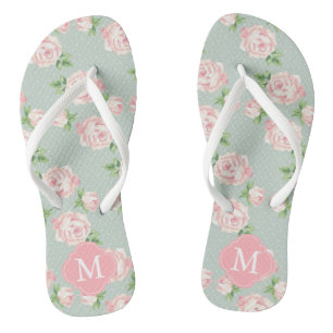 Roze en Mint  Rozen Monogrammed Teenslippers