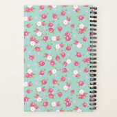 Roze en Mint sierlijke bloemenprint Notitieboek (Achterkant)