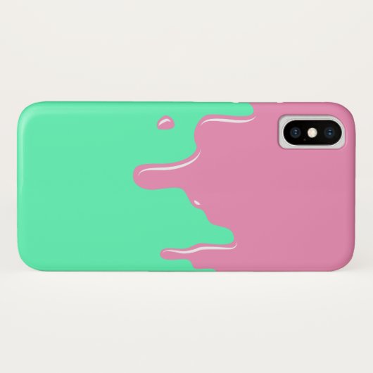 Roze en Mint Slime Dripping iPhone X Hoesje (Achterkant (horizontaal))