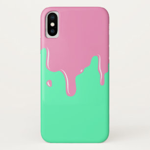 Roze en Mint Slime Dripping iPhone X Hoesje