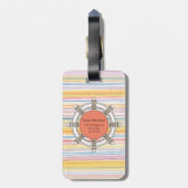 Roze en Mint Stripes Monogram Cute #2 Bagagelabel (Achterkant verticaal)