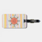 Roze en Mint Stripes Monogram Cute #2 Bagagelabel (Achterkant horizontaal)