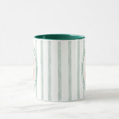 Roze en Mint Waterverf Gestreept aangepast monogra Mok (Midden)