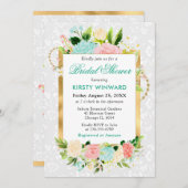 Roze en Mint Zomerbloemen Goud Vrijgezellenfeest Kaart (Voorkant / Achterkant)
