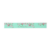 Roze en mintgroene kersenbloesem uitnodigingen wikkel (Vlak)