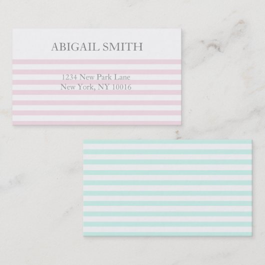 Roze en mintstripes - visitekaartje (Voorkant / Achterkant)