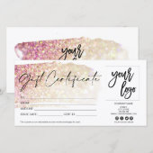 roze en modern cadeaukaarcertificaat toevoegen log (Voorkant / Achterkant)