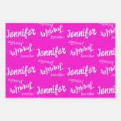  roze en modern naampatroon inpakpapier vel (Voorkant)