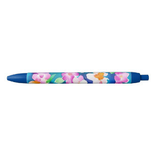 Roze en mooi bloemmotief zwarte inkt pen