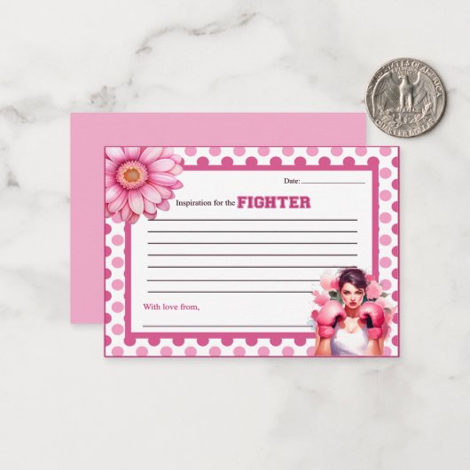 Roze en Mooie Bloemige Borstkanker Advies Notitiekaartje (Voorkant / Achterkant in situ)