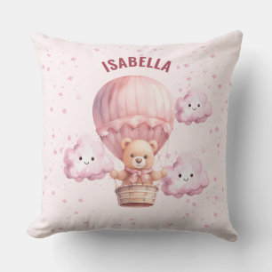 Roze en Mooie Teddybeer Babemeisje Kussen
