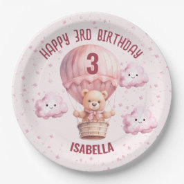 Roze en Mooie Teddybeer Babemeisje Papieren Bordje