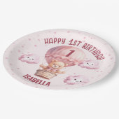 Roze en mooie teddybeer babemeisje papieren bordje (Gekanteld)