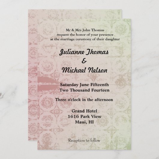 Roze en munt Abstracte bruiloft Kaart (Voorkant / Achterkant)