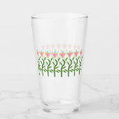  roze en munt bloemrand glas (Voorkant)