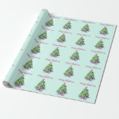 roze en munt kerstboom cadeaupapier (Uitgerold)