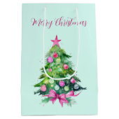  roze en munt kerstboom medium cadeauzakje (Achterkant)
