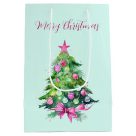 roze en munt kerstboom medium cadeauzakje
