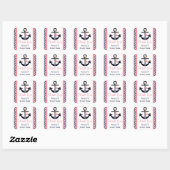 Roze en Navy Anker Party Favor Stickers (Vel)
