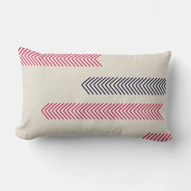 Roze en Navy Aztec Tribale Pijlen Kussen (Voorkant)