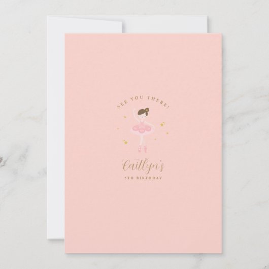 Roze en Navy Ballerina Birthday Kaart (Achterkant)